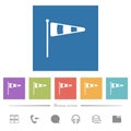 Windsock indicator solid flat white icons in square backgrounds Royalty Free Stock Photo