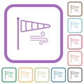 Windsock indicator with wind outline simple icons Royalty Free Stock Photo