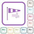 Windsock indicator with wind solid simple icons Royalty Free Stock Photo