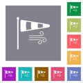 Windsock indicator with wind solid square flat icons Royalty Free Stock Photo
