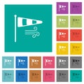 Windsock indicator with wind solid square flat multi colored icons Royalty Free Stock Photo