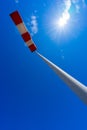 windsock in operation with strong blue sky background with sun Royalty Free Stock Photo
