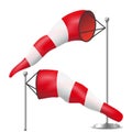 Windsock Vector. Realistic Meteorology Windsock Inflated By Wind. Red And White