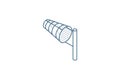 windsock, wind weather isometric icon. 3d line art technical drawing. Editable stroke vector