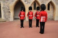 Windsor Castle guards in action in Windsor Castle in England. Royalty Free Stock Photo