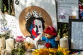 WINDSOR, ENGLAND- 11 September 2022: Floral tributes outside Windsor Castle following Queen Elizabeth`s death