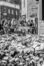 WINDSOR, ENGLAND- 11 September 2022: Mourners at Windsor Castle with flowers following`s death