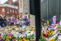 WINDSOR, ENGLAND- 11 September 2022: Mourners at Windsor Castle with flowers following`s death