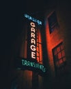 Windsor Garage neon sign at night, Manhattan, New York Royalty Free Stock Photo