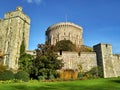 Windsor / Great Britain - November 02 2016: Walls, buildings and towers of the Windsor Castle on a sunny day