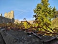 Windsor / Great Britain - November 02 2016: Walls, buildings and towers of the Windsor Castle on a sunny day