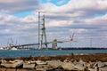 Windsor, Ontario Canada - November 23, 2023: Gordie Howe bridge under construction showing the American tower final Royalty Free Stock Photo