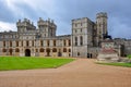 Windsor, UK - April 2018: Walls and towers of Windsor castle outside London