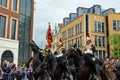 Windsor, UK - May 18 2019: The Household Cavalry mark their departure from Comberme Barracks Royalty Free Stock Photo