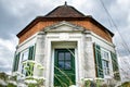 Windsor, United Kingdom - 28 July 2020: One of the Pair of Lutyens Kiosks on the Runnymede meadow, wide angle front view of Royalty Free Stock Photo