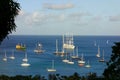 The windstar anchored with visiting yachts in admiralty bay Royalty Free Stock Photo