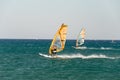 Windsufers in Prasonisi Beache, Rhodes, Greece Royalty Free Stock Photo