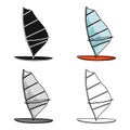 Windsurf board icon in cartoon style isolated on white background. Surfing symbol stock vector illustration.