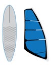 Windsurf sail and surfing board