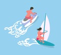 Windsurf and Water bike, Ocean Activity Vector