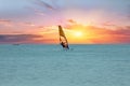 Windsurfer at Aruba island on the Caribbean Sea at a beautiful s Royalty Free Stock Photo