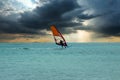 Windsurfer at Aruba island on the Caribbean Sea Royalty Free Stock Photo