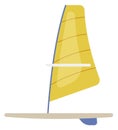 Windsurfer boat with yellow sail. Ship flat icon Royalty Free Stock Photo