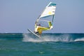Windsurfer jumping Royalty Free Stock Photo