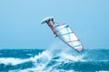 Windsurfer making an acrobatic jump