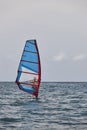 Windsurfer in mediterranean sea. Recreation water sport. Spain