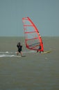 Windsurfer and parasurfer Royalty Free Stock Photo