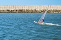 Windsurfer daily practise near seafront