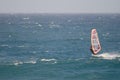 Windsurfer sailing in the sea.