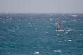 Windsurfer sailing in the sea.