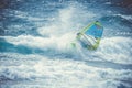 Windsurfer Sanchez Omar inside a wave during the windsurf world cup Royalty Free Stock Photo