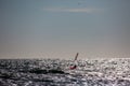 Windsurfer silhouette in Thracian sea at winter Royalty Free Stock Photo