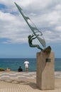 Windsurfer statue in Pozo Izquierdo. Gran Canaria, Royalty Free Stock Photo