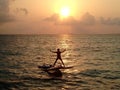 Windsurfer at the sunset Royalty Free Stock Photo