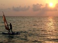 Windsurfer at the sunset Royalty Free Stock Photo