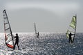 Windsurfers on aegean sea Royalty Free Stock Photo