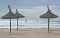 Windsurfers crashing waves