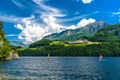 Windsurfers in the lake, Alpnachstadt, Alpnach, Obwalden, Switze