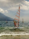 Windsurfers on lake Garda Royalty Free Stock Photo