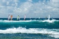 Windsurfers in windy weather on Maui Island Royalty Free Stock Photo