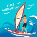 Windsurfing Background Illustration