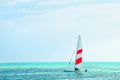 Windsurfing board against the azure water of the Indian Ocean, Maldives