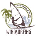 Windsurfing emblem on a white background