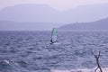 Lonely windsurfer in Gythio on Peloponnes Island, Greece