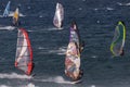 Windsurfer and large wave, Maui, Hawaii Royalty Free Stock Photo