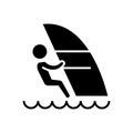 Windsurfing icon, vector illustration, black sign on isolated background